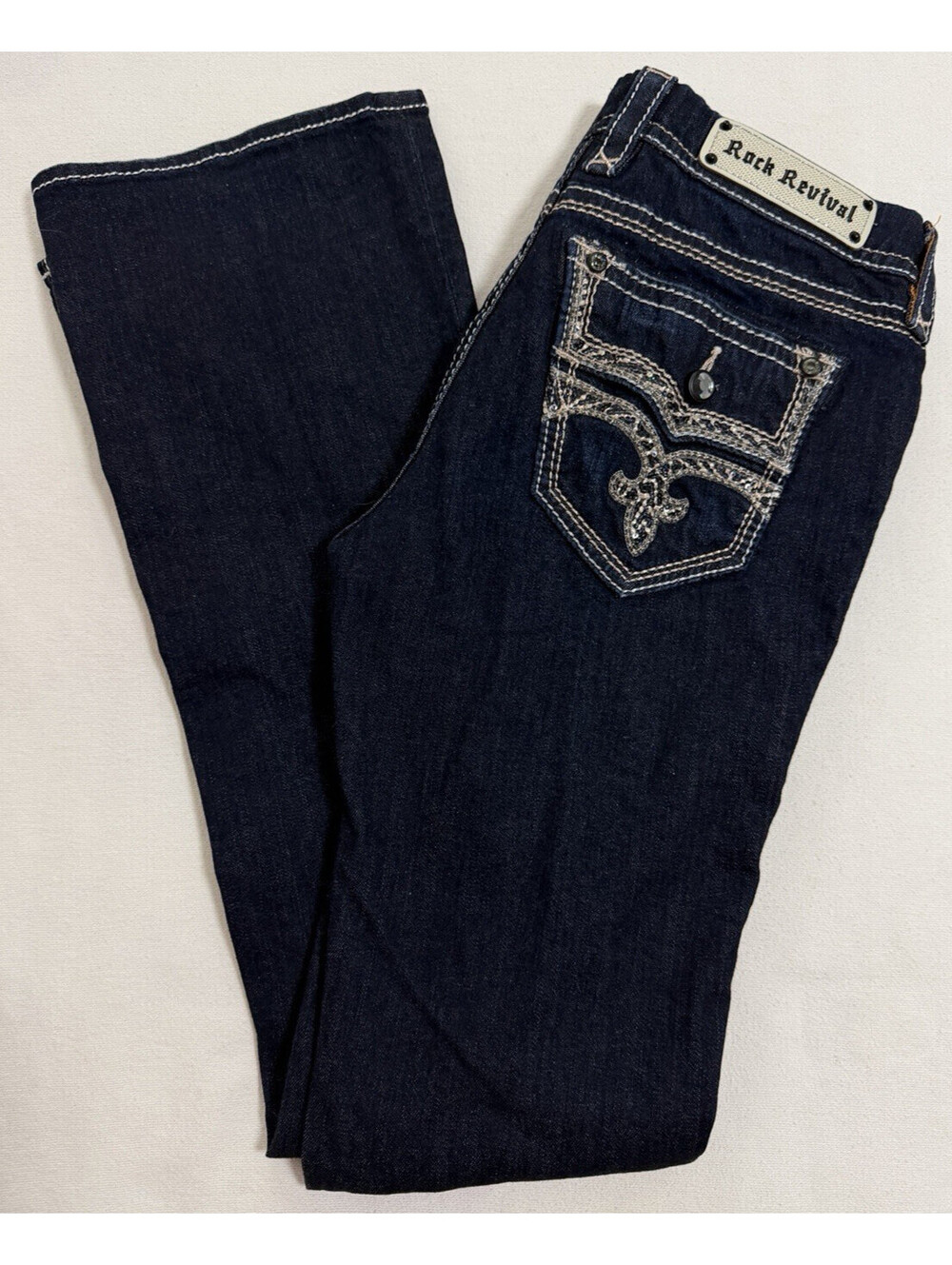 Rock Revival Adorna Sequin Beaded Embroidered Bootcut Womens Jeans size 30